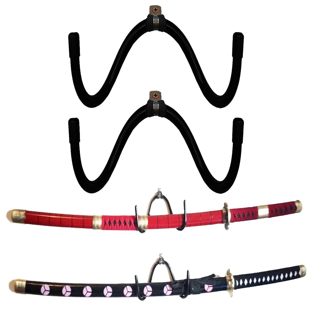 Pmsanzay Universal Sword Display Rack - Adjustable Hooks, Wall Large, Black