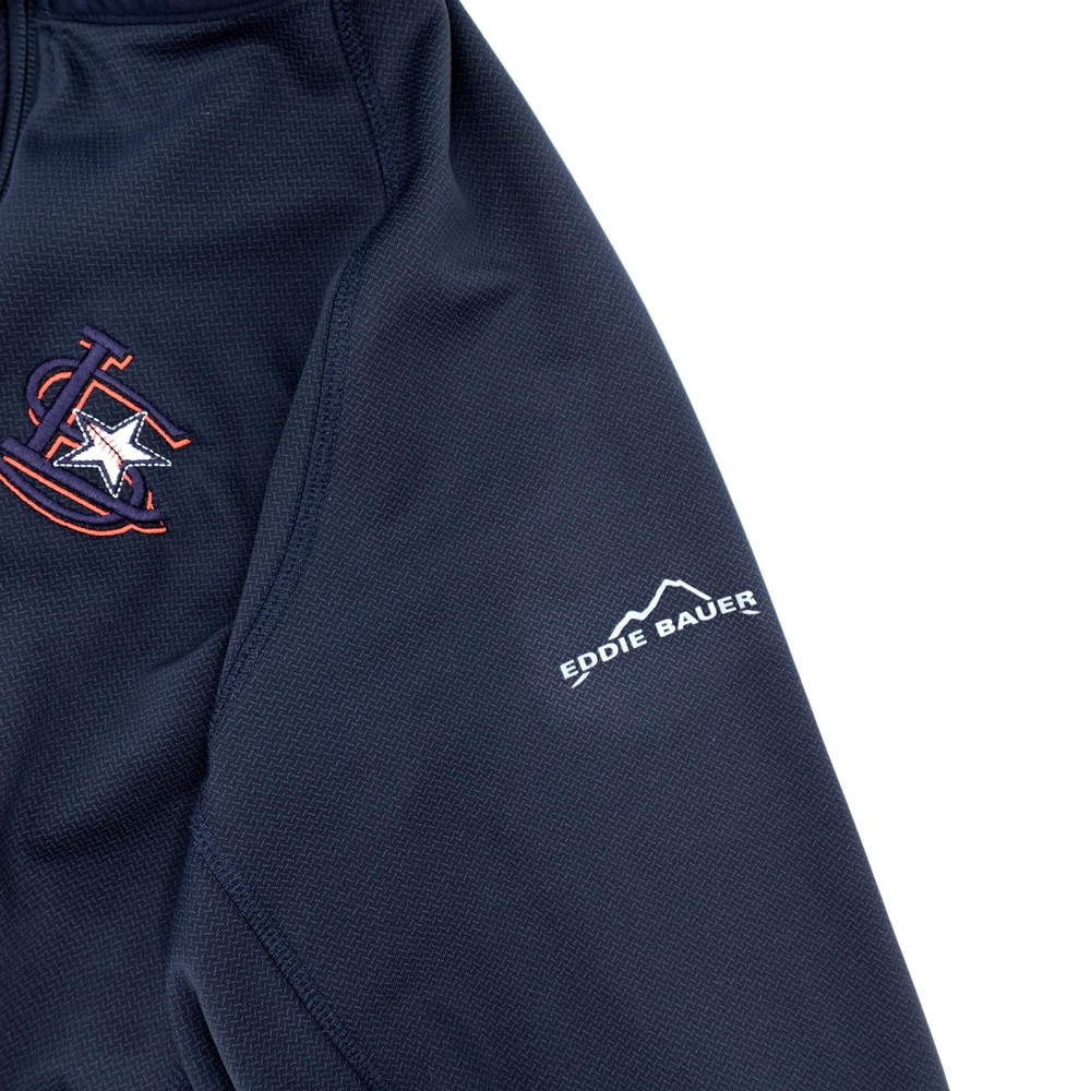 Eddie Bauer Jacket Mens Large Blue Quarter Zip Pullover EB234 Athletic Logo