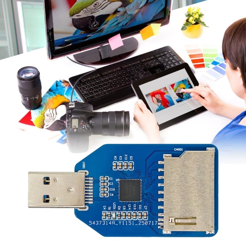Double Slot USB3.0 Specification Transform Card Reader Simultaneous Reading Data