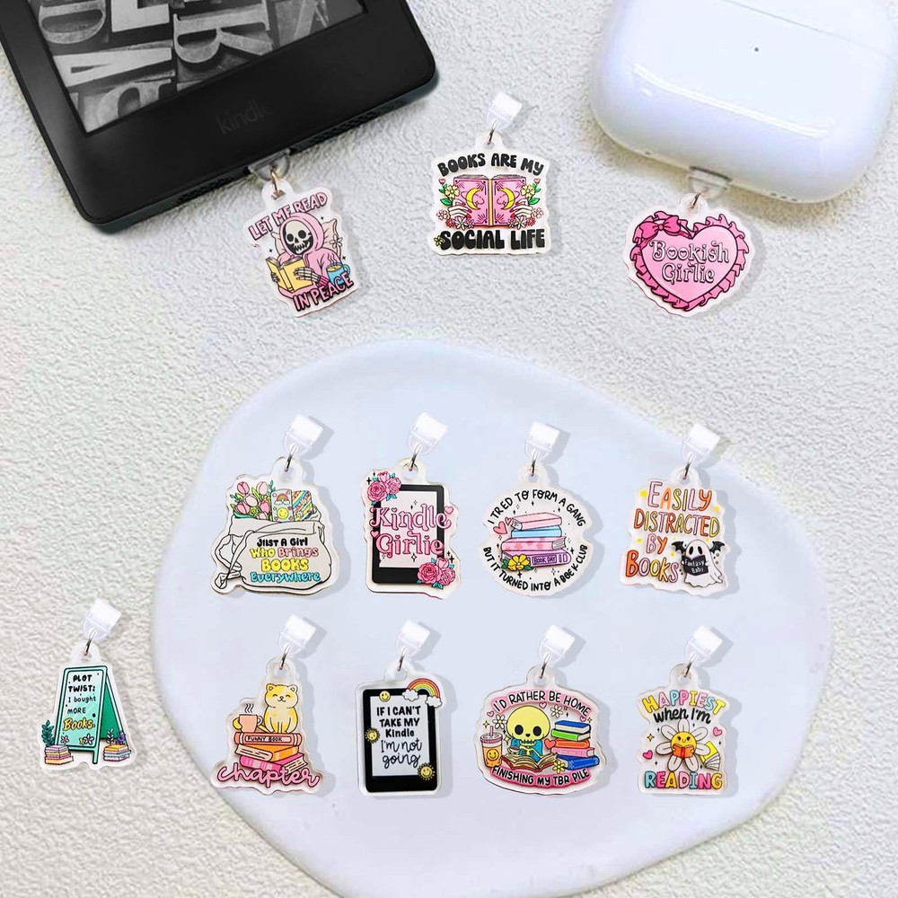 Vozekrod 11PCS Charms for E-Reader – Type C Dust Plug Accessories Small, pink