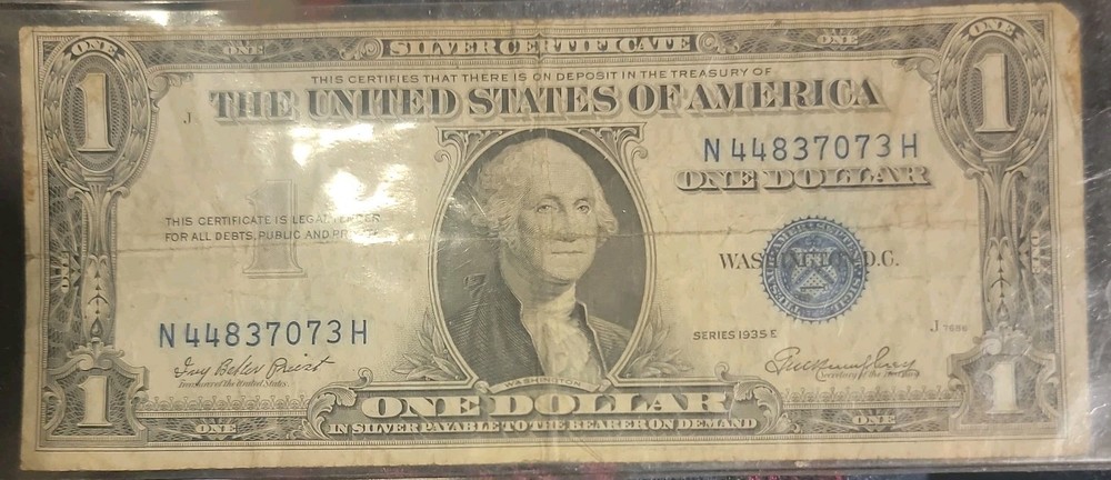 $1 Dollar Bill USD Miscut Errors- Misaligned Miscut 1938 Circulated Rare