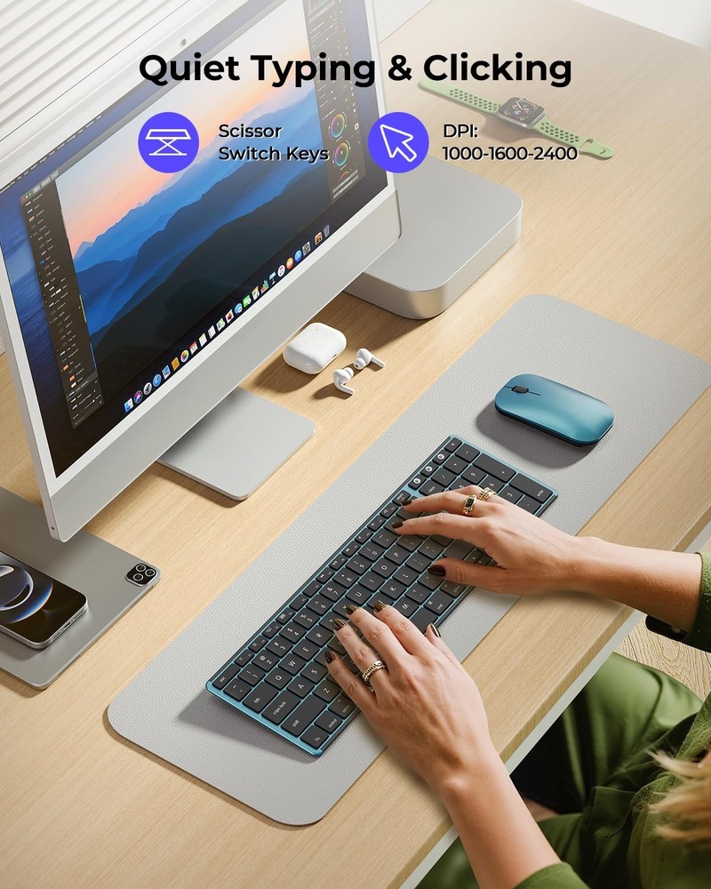 Bluetooth Keyboard & Mouse Combo SKM64-2 Rechargeable Slim Wireless for Mac