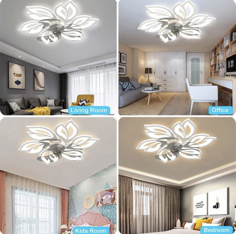 25" Modern Fan Lights LED Ceiling Light kit With Remote APP Control