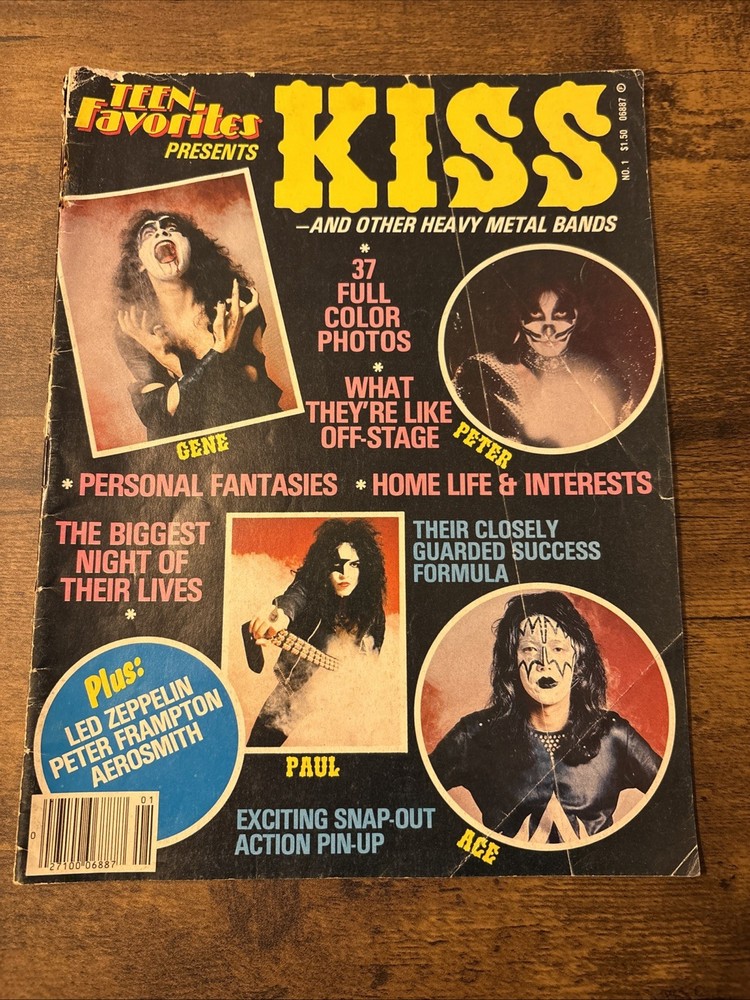 Teen Favorites presents KISS And Others - No. 1, 1988, Centerfold poster intact