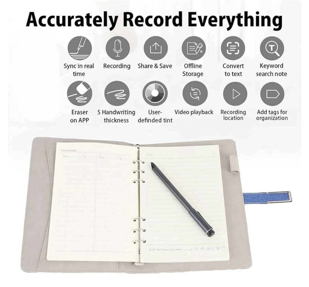 Bluetooth Digital Smart Pen Notebook Set Blue (Android) NIB