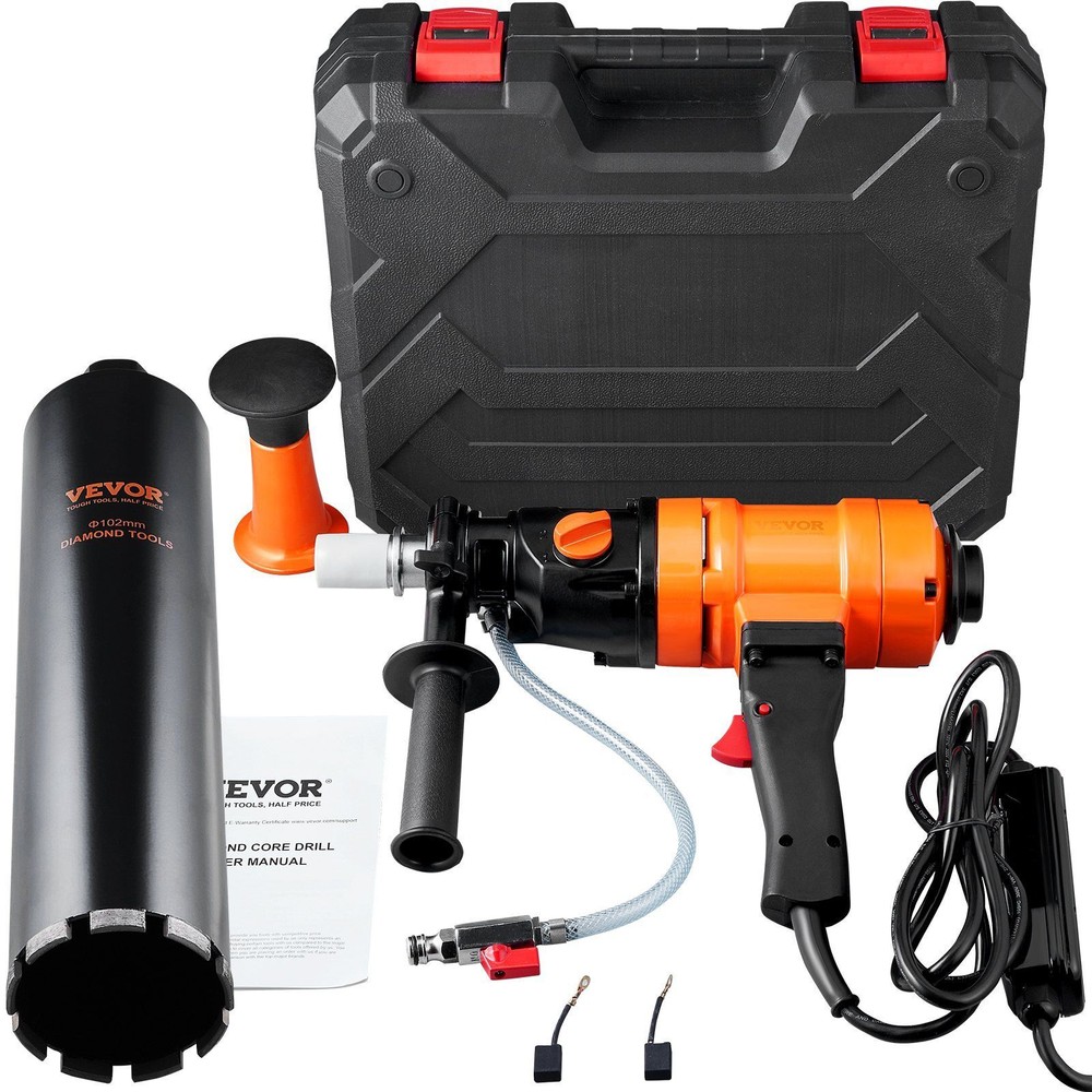 Diamond Core Drilling Machine, 4in Handheld Wet Concrete Core Drill Rig 1500W