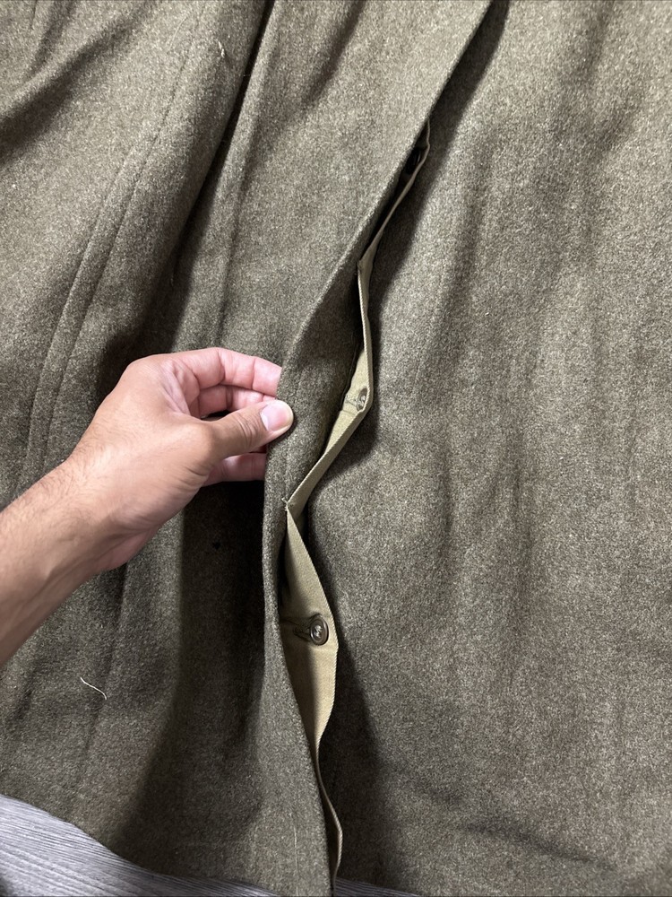 ORIGINAL WWII US ARMY WINTER M1938 GREATCOAT OVERCOAT- 34R + Gloves Handkerchief