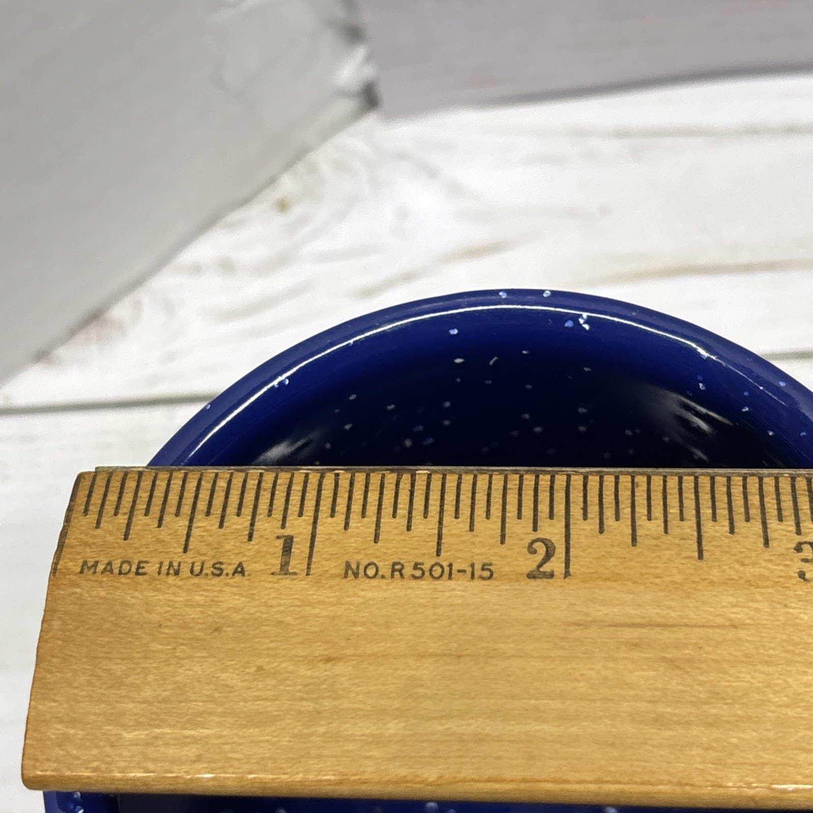 Blue Enamelware tin Set Of 4 Cups Mugs 1 Missing Some Enamel Camping Or Home Use