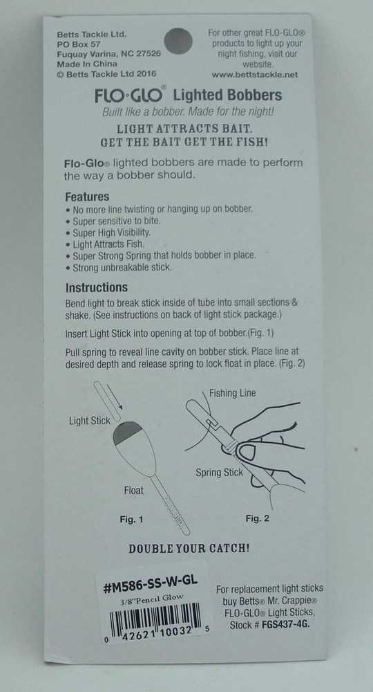 Betts M586-SS-W-GL 3/8in Pencil Lighted Float