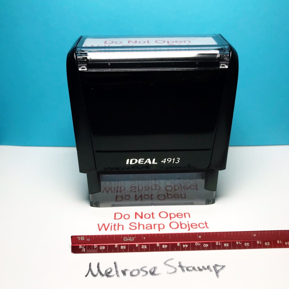 Do Not Open With Sharp Object Rubber Stamp Red Ink Self Inking Ideal 4913