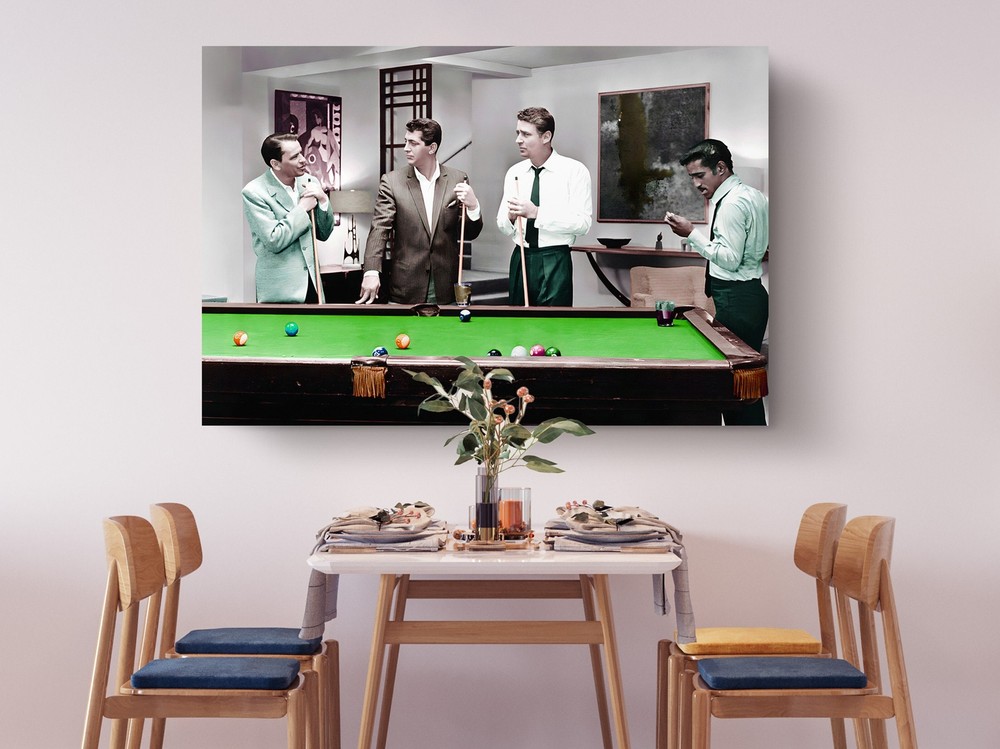 The Rat Pack Playing Pool Colorized Version - Canvas Print, Home Decor