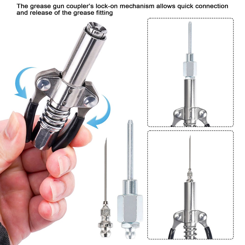 4pcs Grease Gun Fitting Tool Kit 90 Degree Coupler Adapter Needle Tips Dispenser