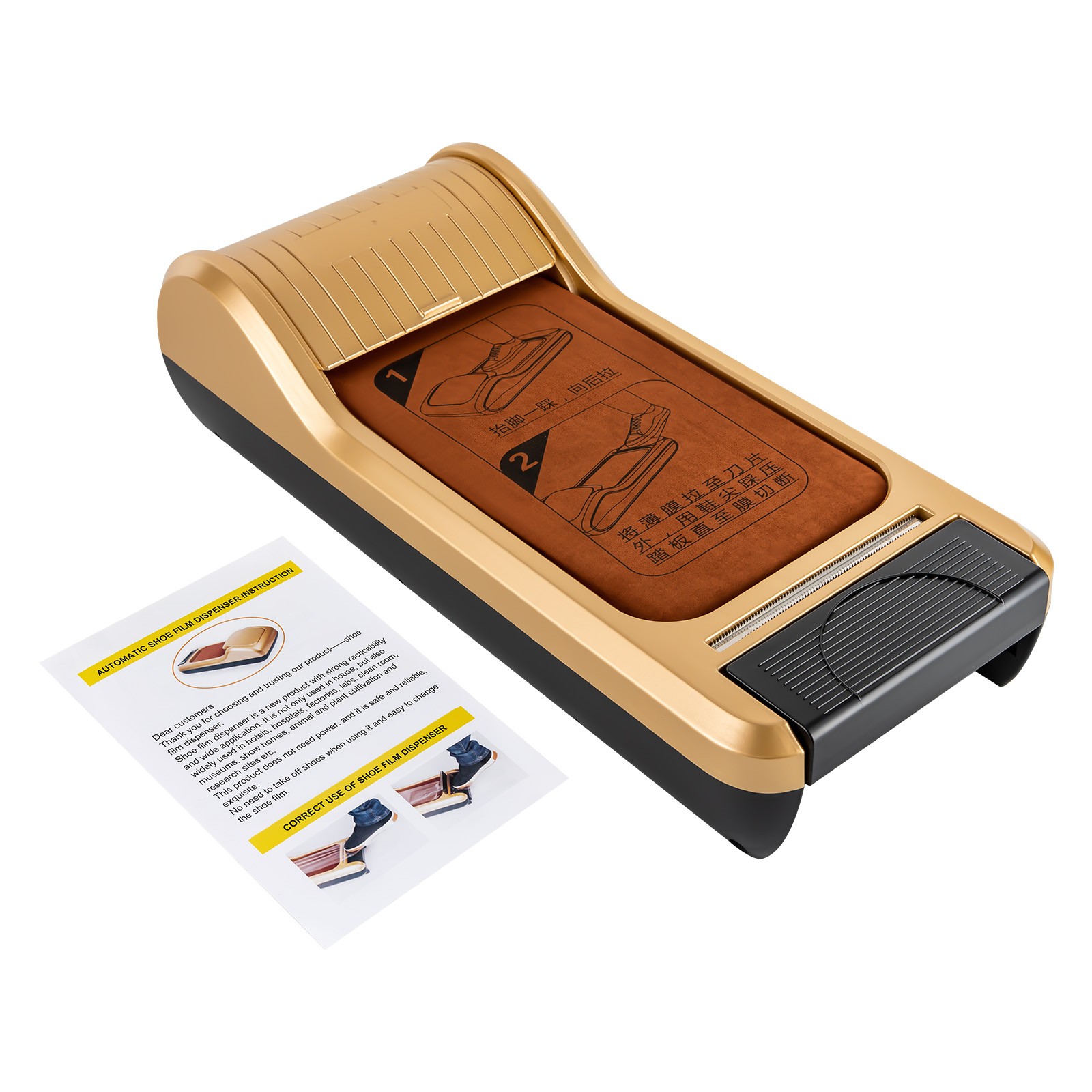 Shoe Film Machine Automatic Shoe Cover Dispenser Step-on 1 Roll of Film Portable