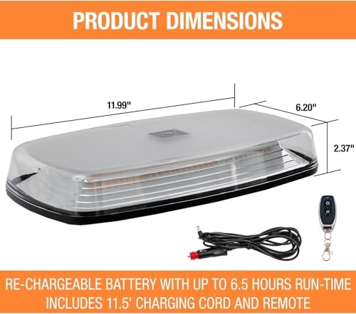 Buyers Products 8891039 Rectangular Wireless LED Mini Light Bar W/Wireless