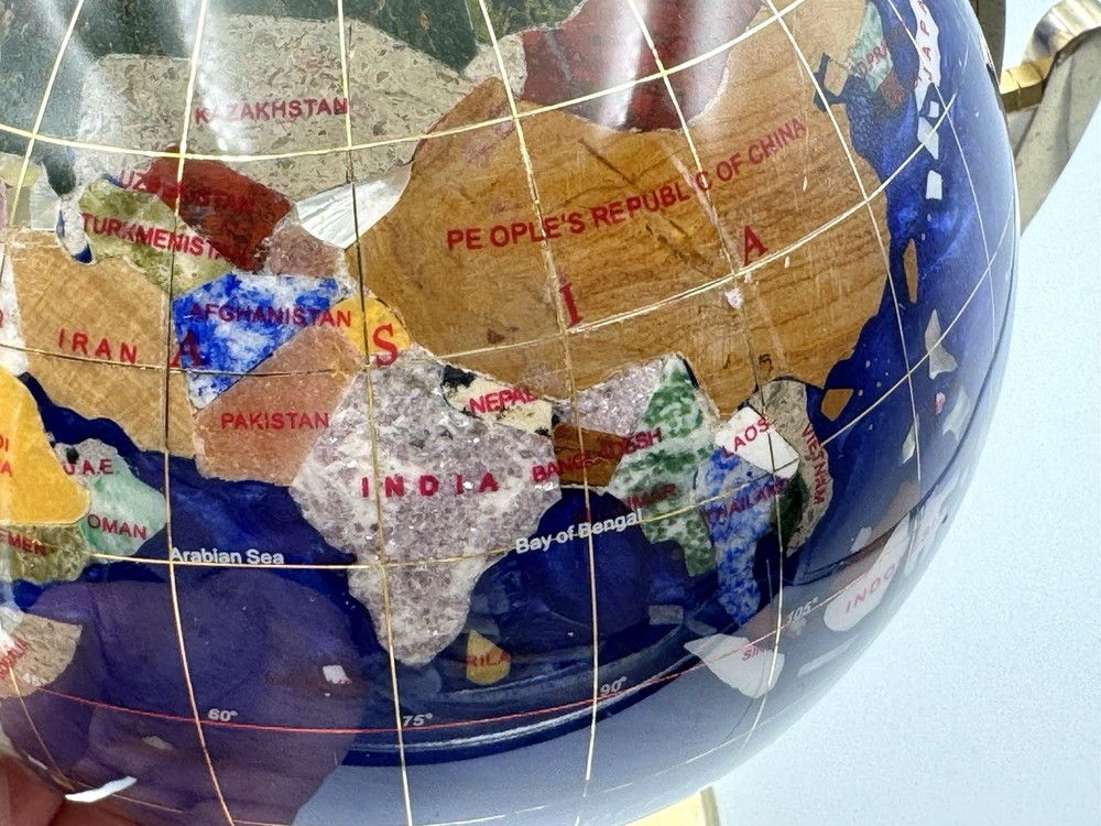 Antique Vintage Gemstone World Table Top Globe