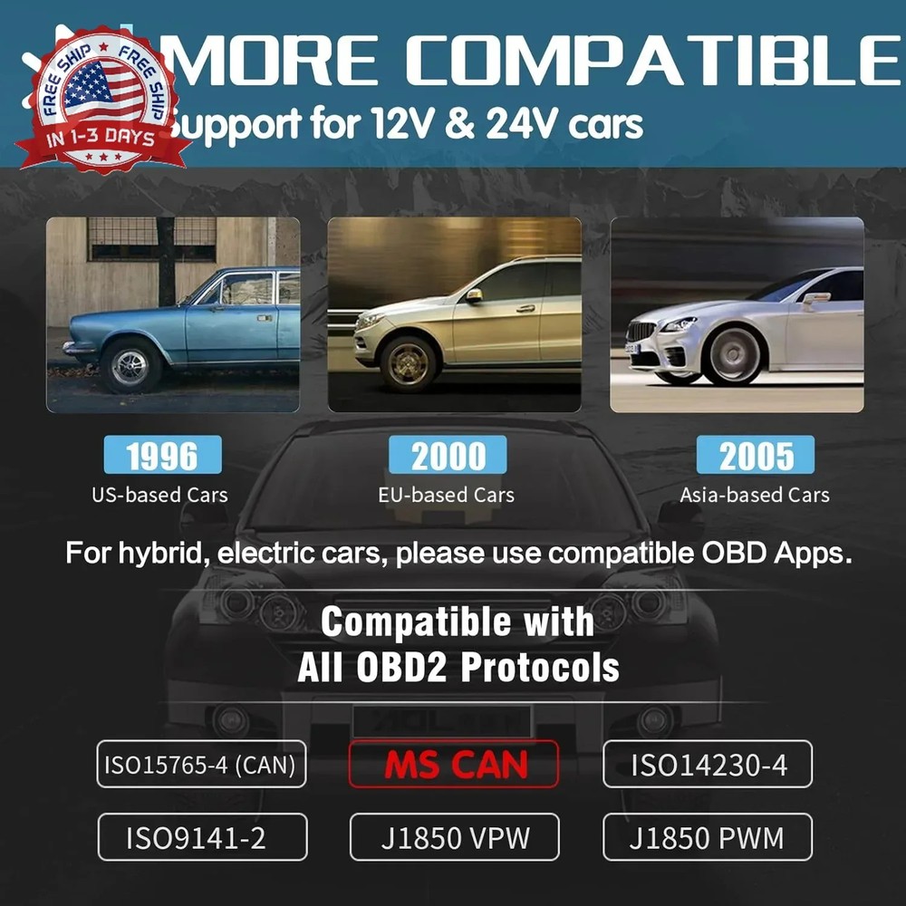 Vgate vLinker FS Bluetooth OBD2 Diagnostic Scan Tool, OBDII Car Code Reader for