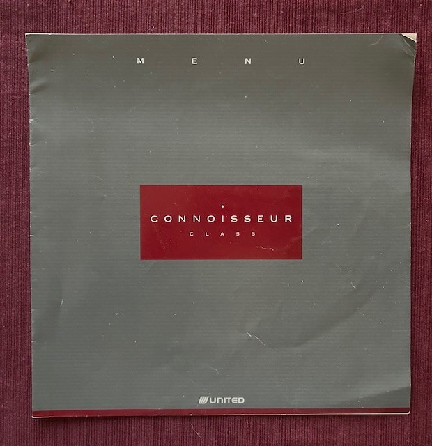 United Connoisseur Class Menu 1992