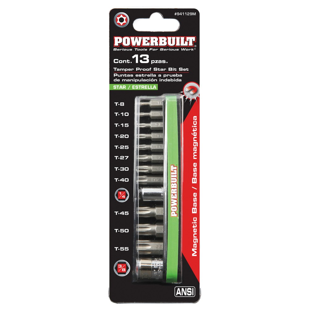 Powerbuilt 13 Piece Tamper-Proof Torx Bit and Socket Adapter Set - 941129