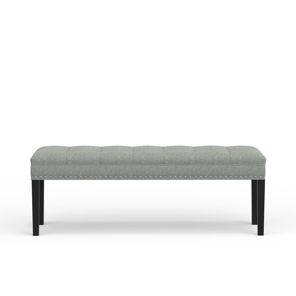 46" Upholstered Bench with Nailhead Trim-Stone (Light Gray)