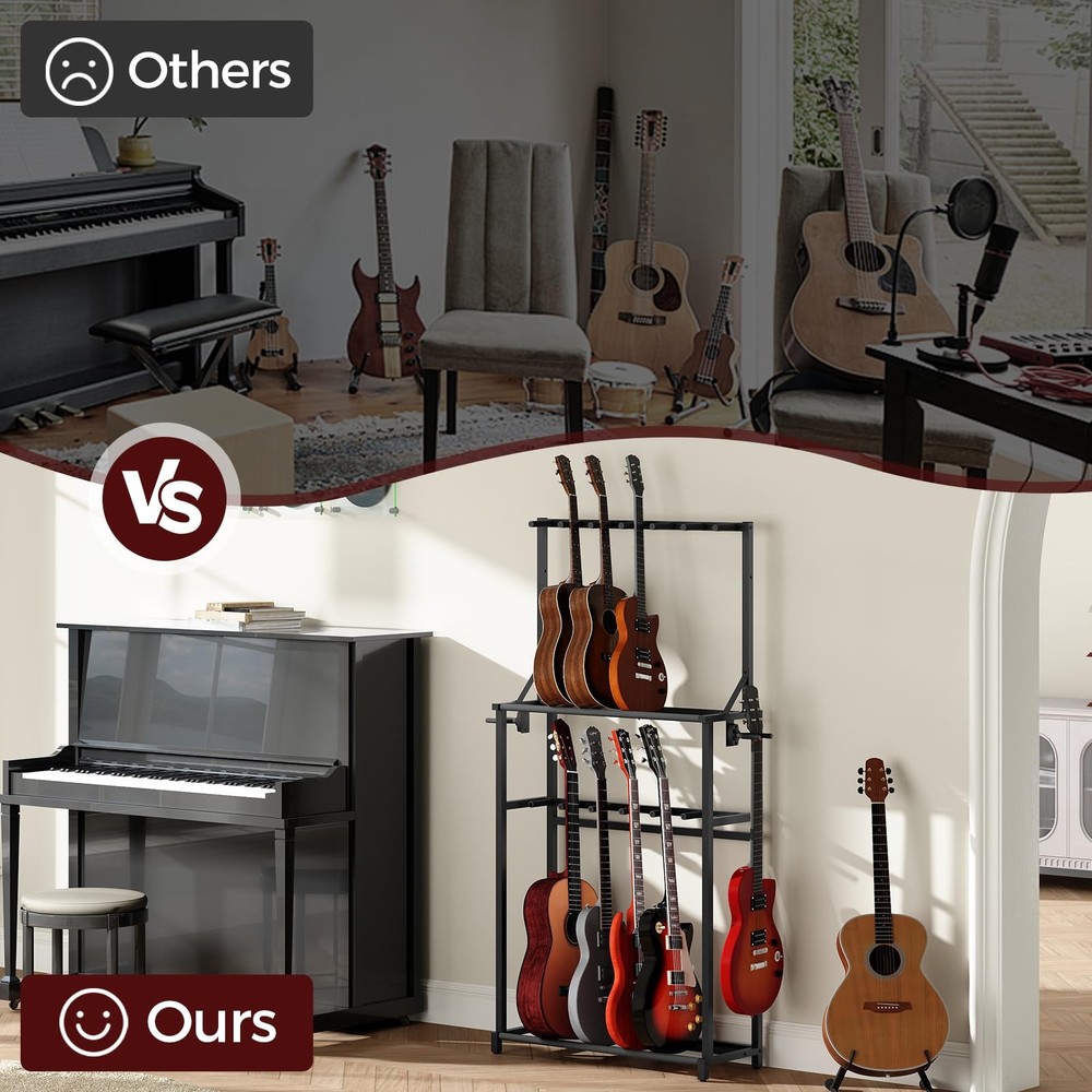 Guitar Stand, Multiple Guitar Rack Holder for Various Instruments, Multi-Inst...
