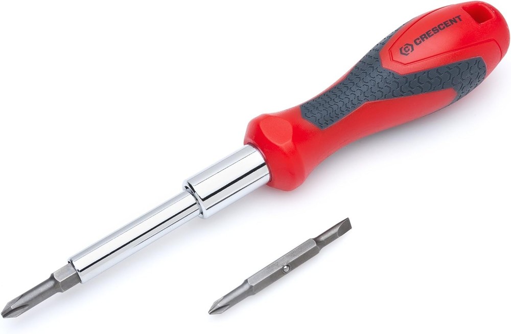 CRESCENT CMBD7P 7-in-1 Screwdriver 8.66" Red/Black Interchangeable Bits