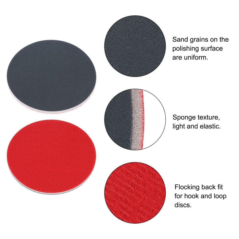 15pcs 500 Grit 5-inch Sponge Pad Sanding Sponge Hook and Loop Sanding Disc