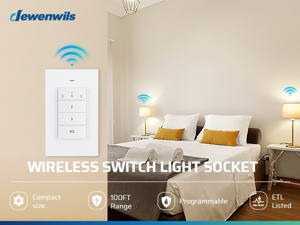 DEWENWILS Wireless Light Socket & Switch Kit, No Wiring, 100FT Range, ETL Listed