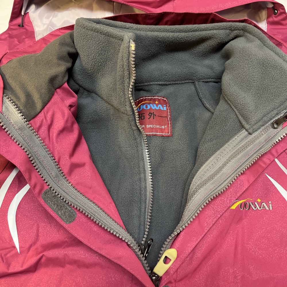 Women’s Ski Snowboard Coat Jacket Pink Gray Medium Double Layer