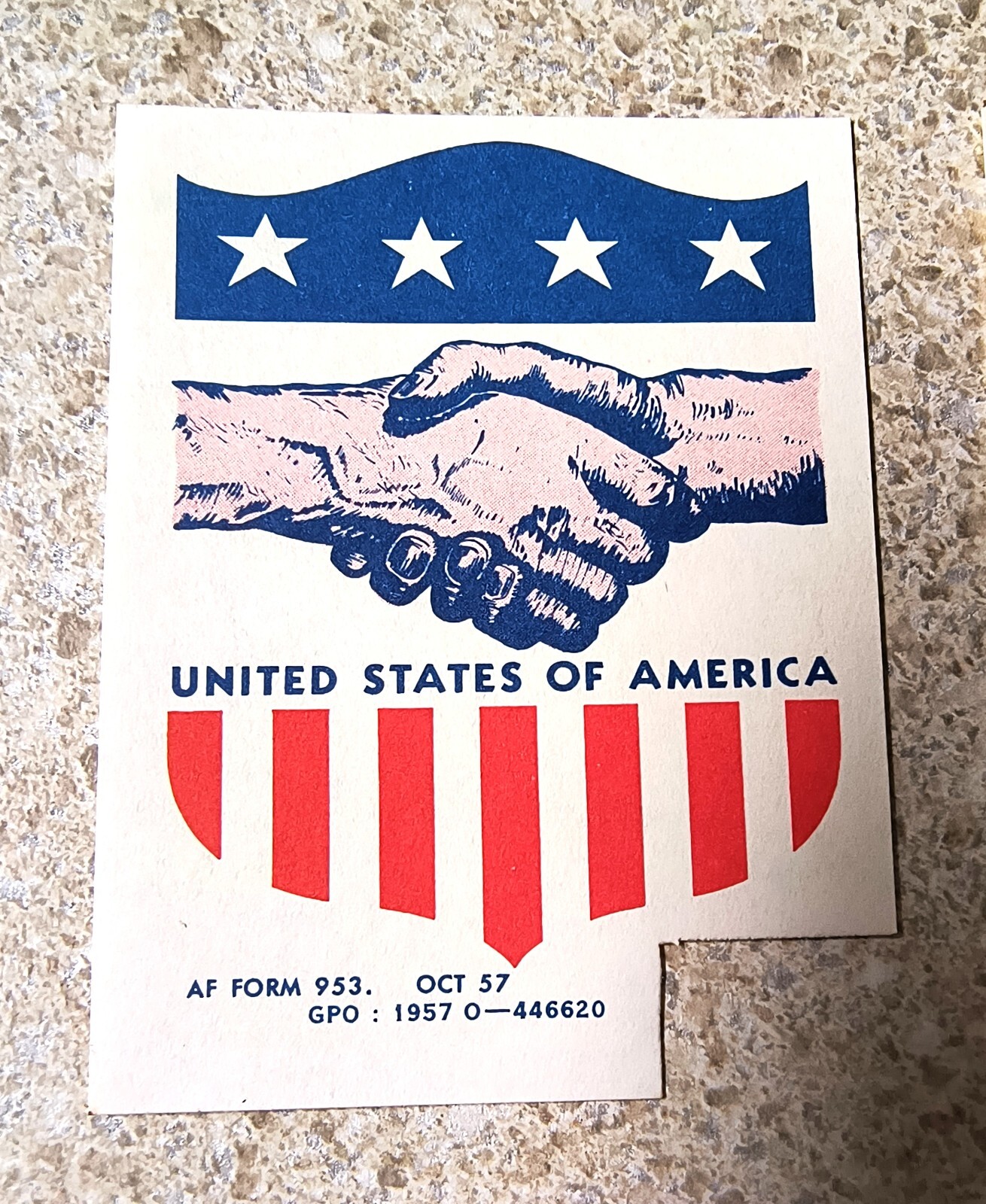 Vintage 50's  Patriotic Label, Sticker USA Armed Forces- Air Force, Patriot Army