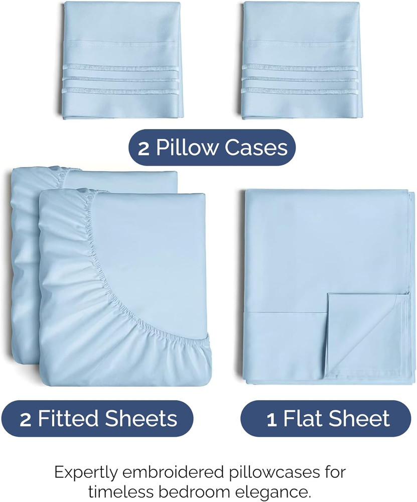 Split King Size 5 Piece Sheet Set - Comfy Breathable & Cooling Bed Sheets Set -