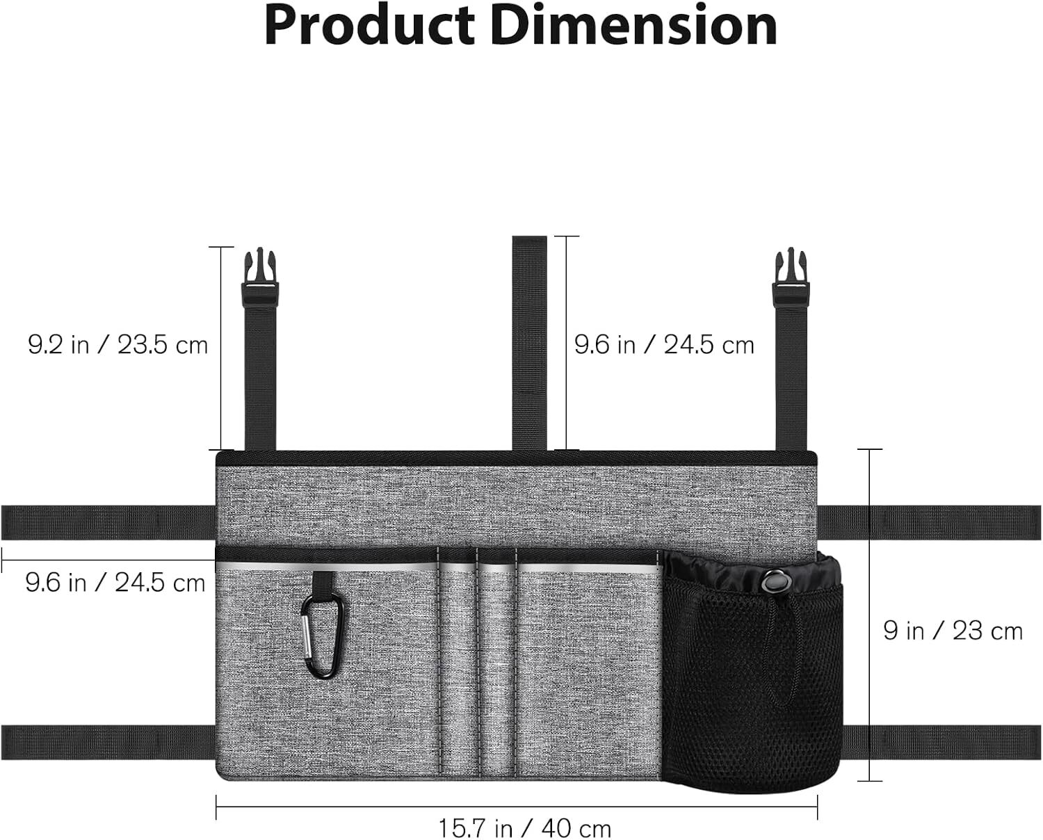 Large Walker Tote Bag with Cup Holder, Folding Walker Attachment Storage Basket