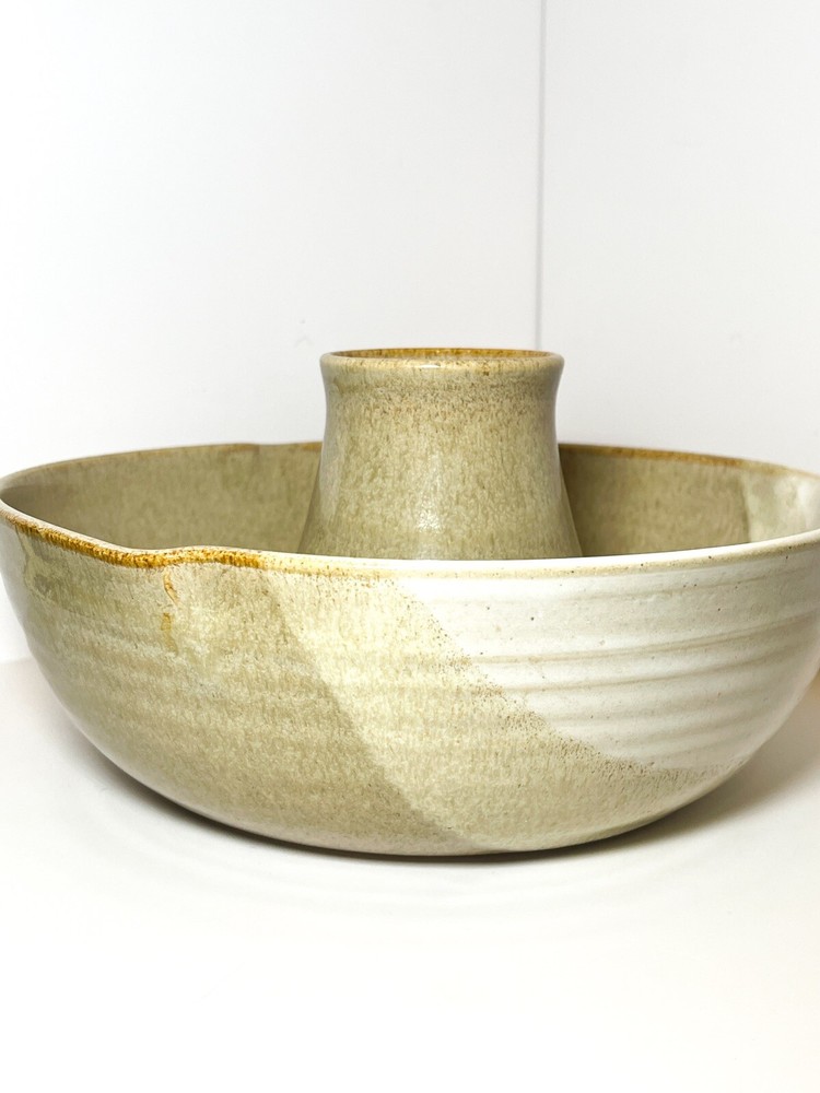 Handmade Studio Pottery Roaster Tan White Neutral