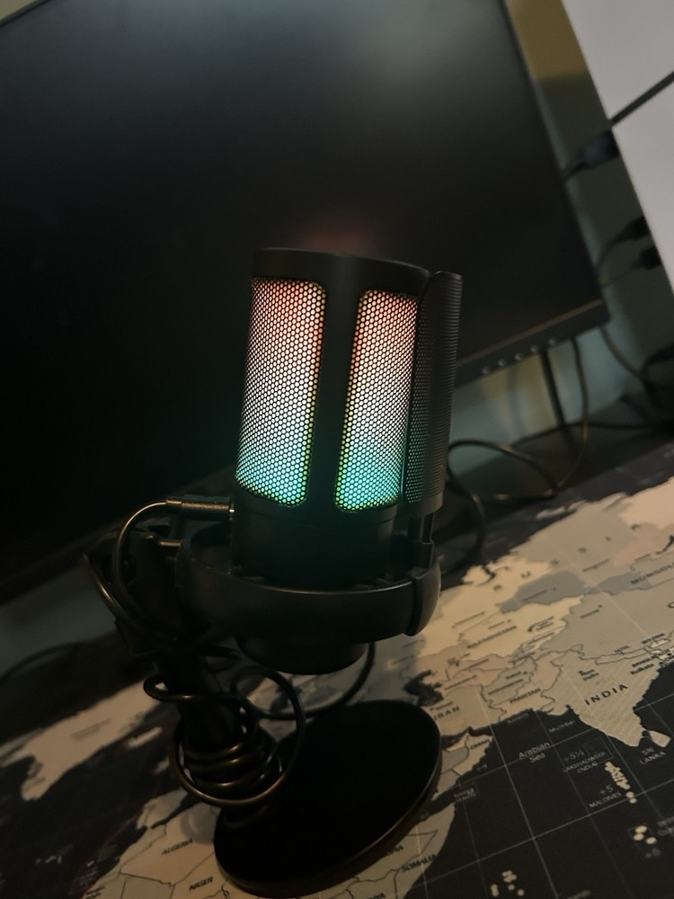 COCONISE RGB USB Freestanding Desktop Computer Microphone Black