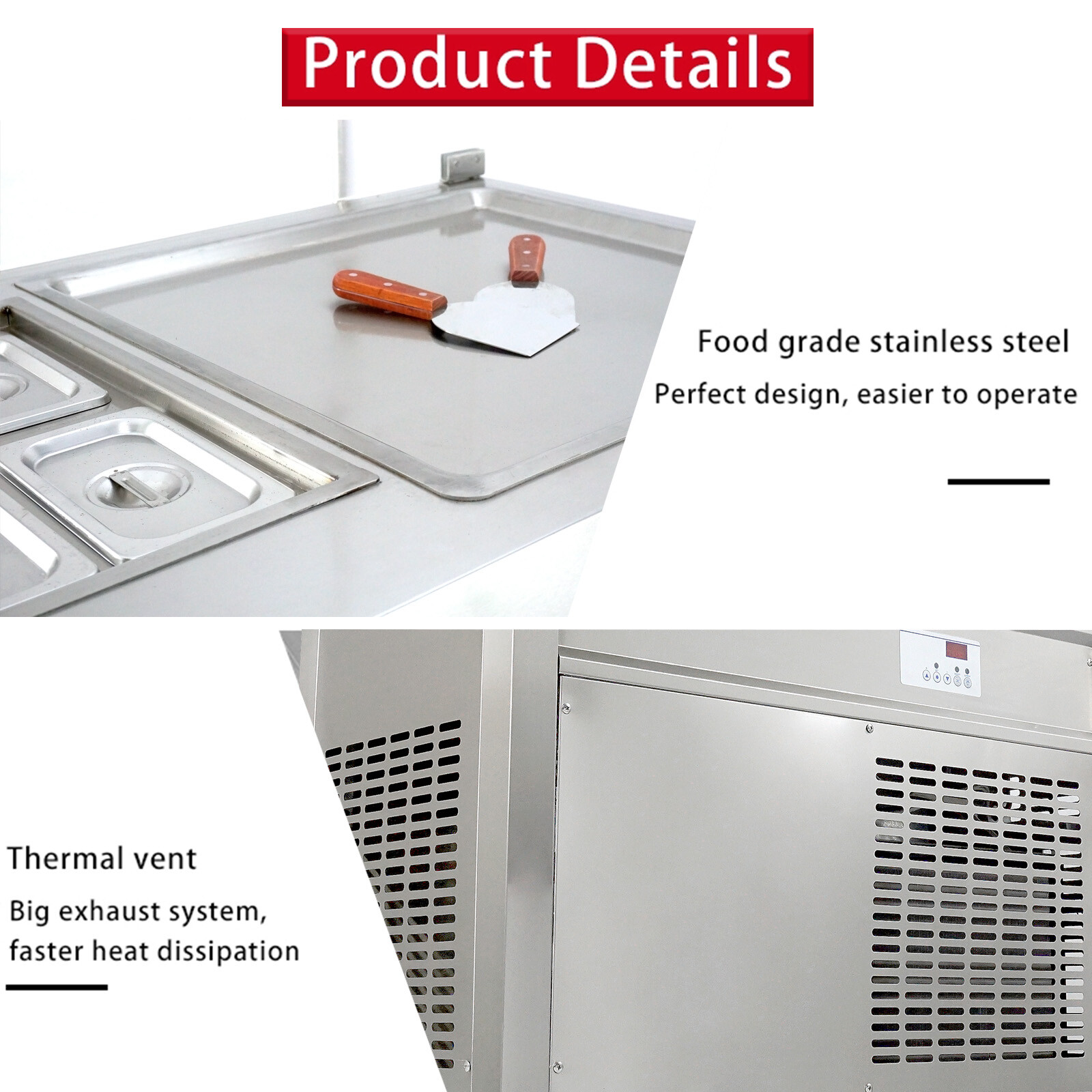 Commercial fried ice cream roll machine single pan with 6pcs refrigerated tanks