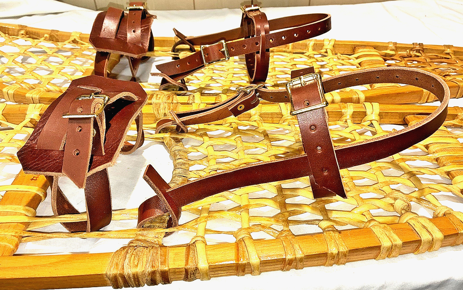 *BINDINGS ONLY* New Pair LEATHER Universal Snowshoe Bindings Straps Harness USA