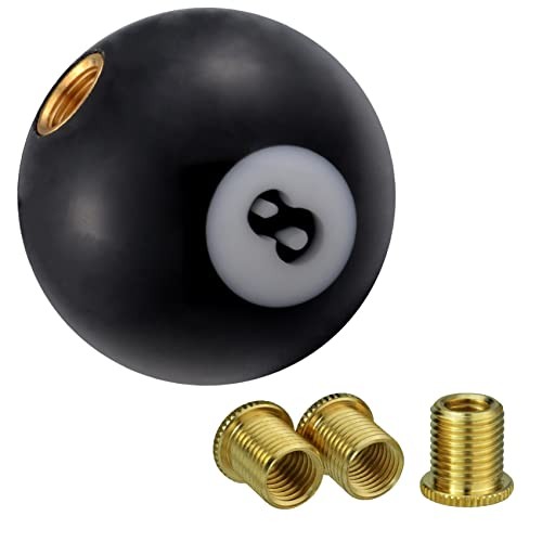 Round Ball Shift Knob, Gear Shifter Knobs with 3 Adapters Head Shift Black