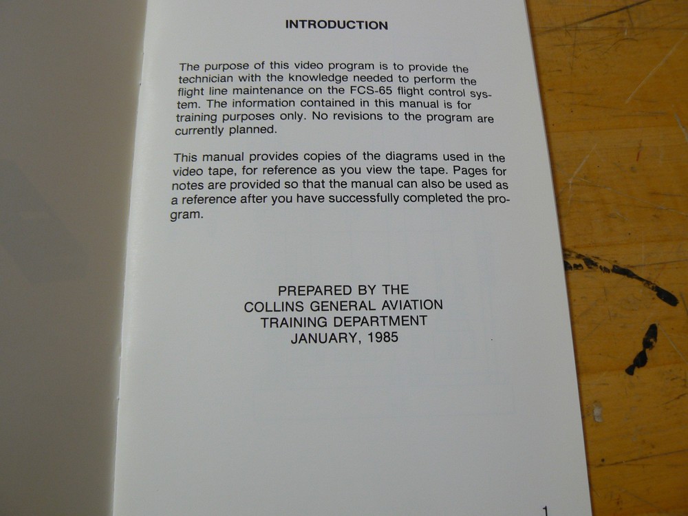 3 Collins FCS-65 Flight-Line Maintenance Video Training Program Handbook Updates