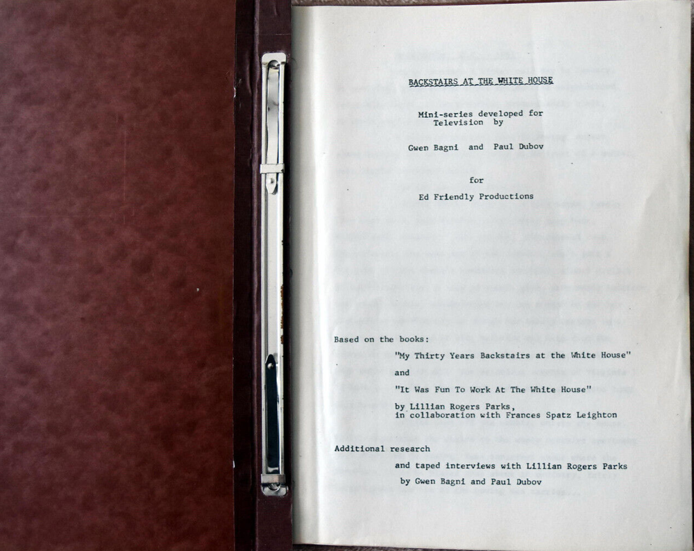 "Backstairs at The White House" Mini Series Original Screenplay Script