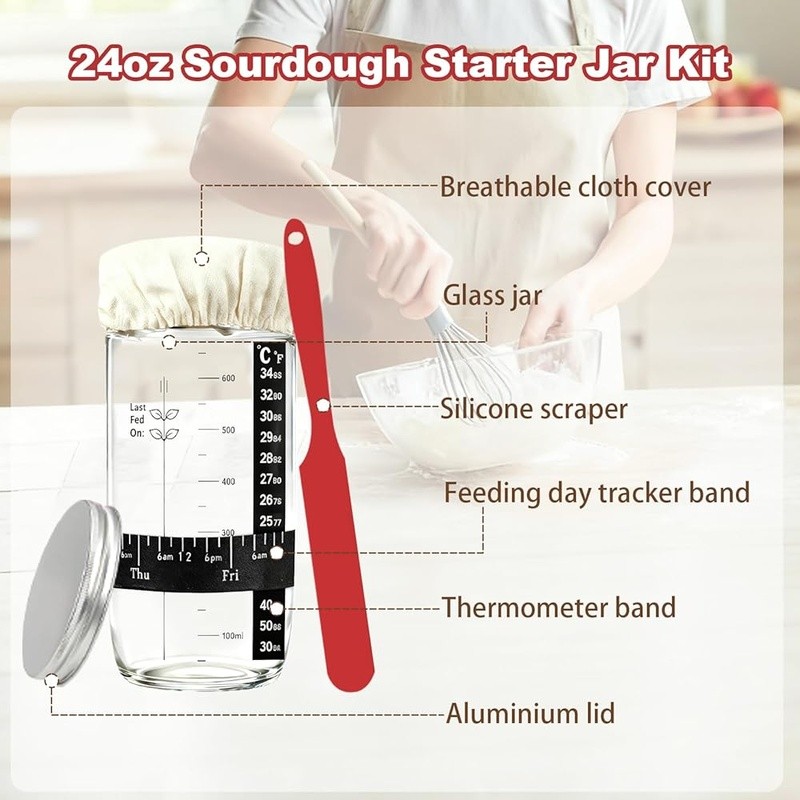 Complete Sourdough Bread Baking Kit W/ Proofing Baskets Starter Warmer Tools New
