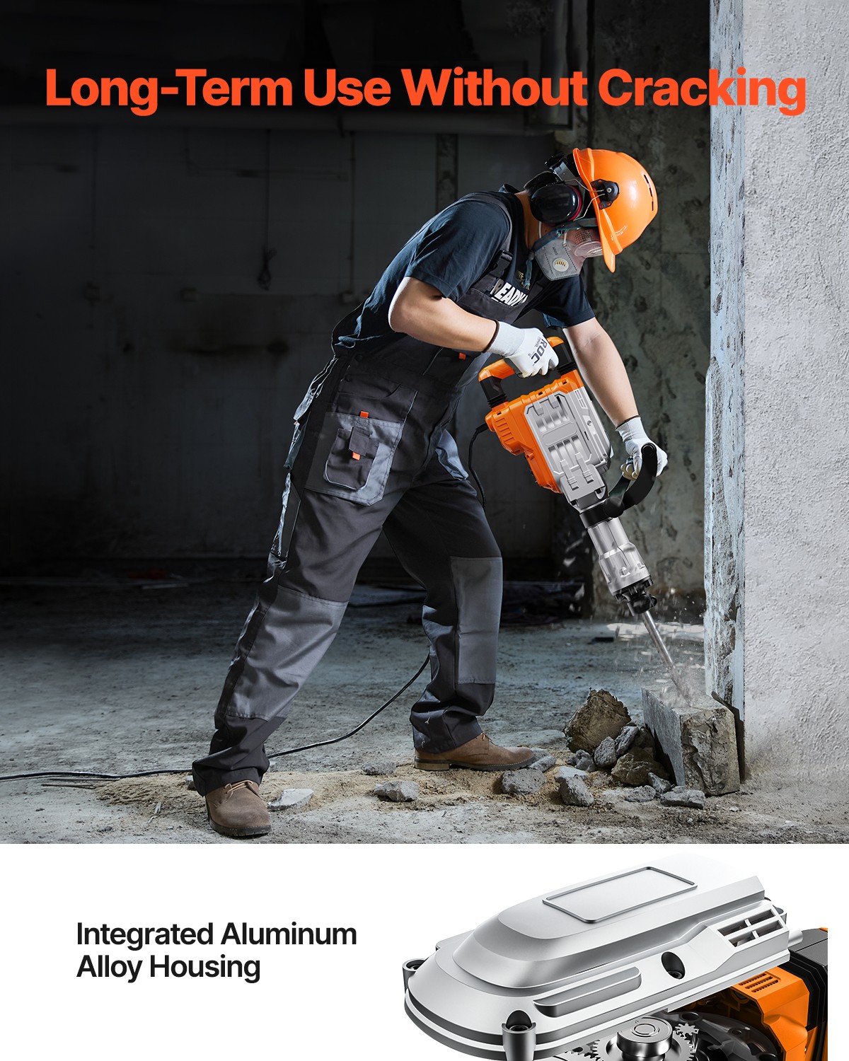 VEVOR 3500W Demolition Jack Hammer Concrete Breaker, Black