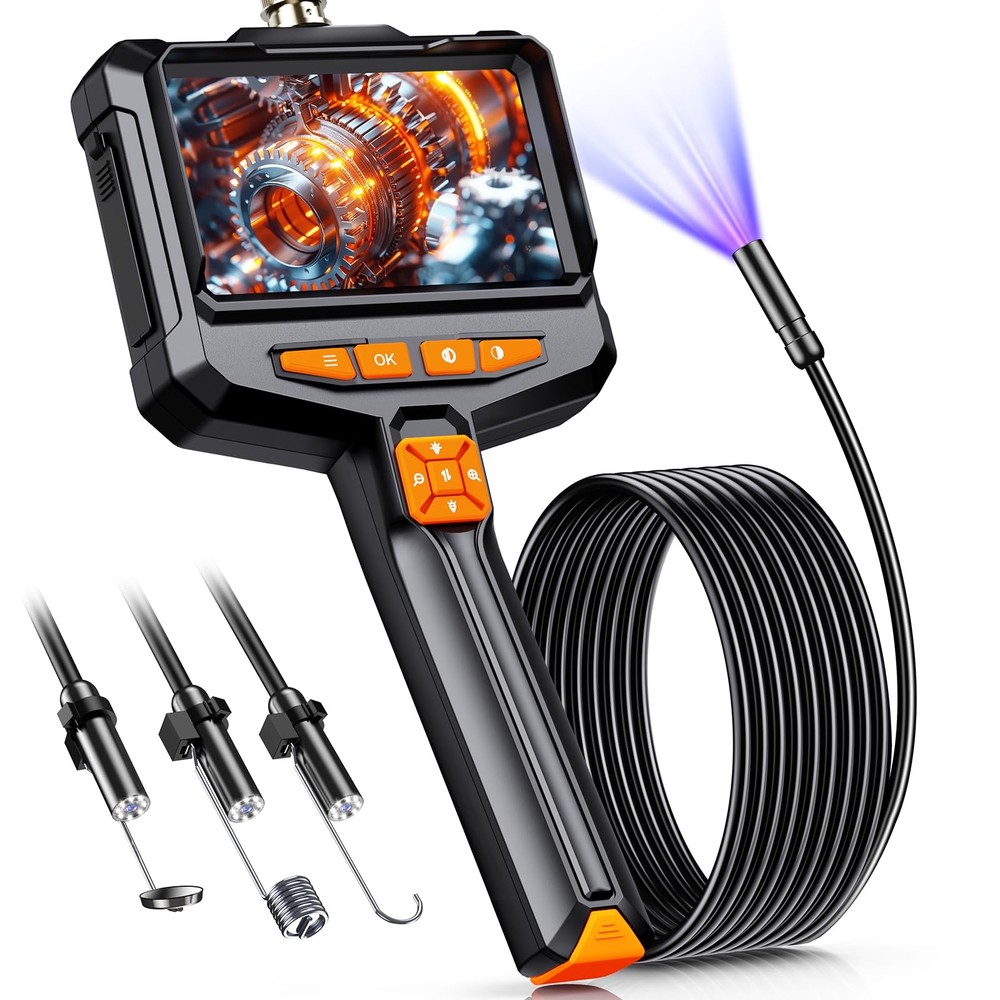 Borescope with Light, 4.3" IPS 1080P HD Handheld Endoscope, 8 Adjustable LEDs...