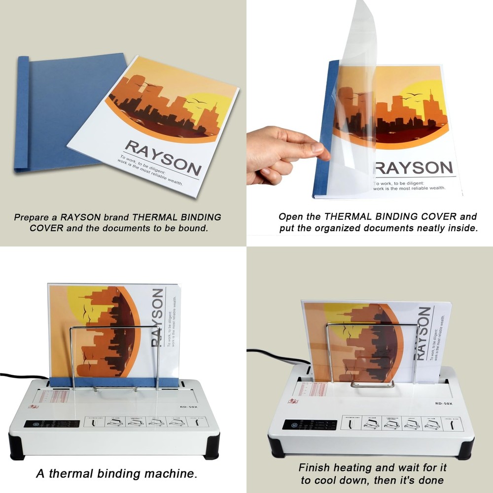 RAYSON TBC2346-100BL-US Thermal Binding Covers, Letter Size, Blue, 100-Pack
