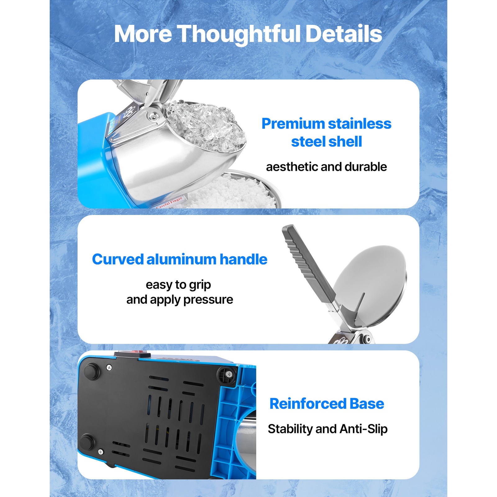 Uimoso Electric Ice Crusher 286LBS/H Shaved Ice Machine for Commercial Use, Blue