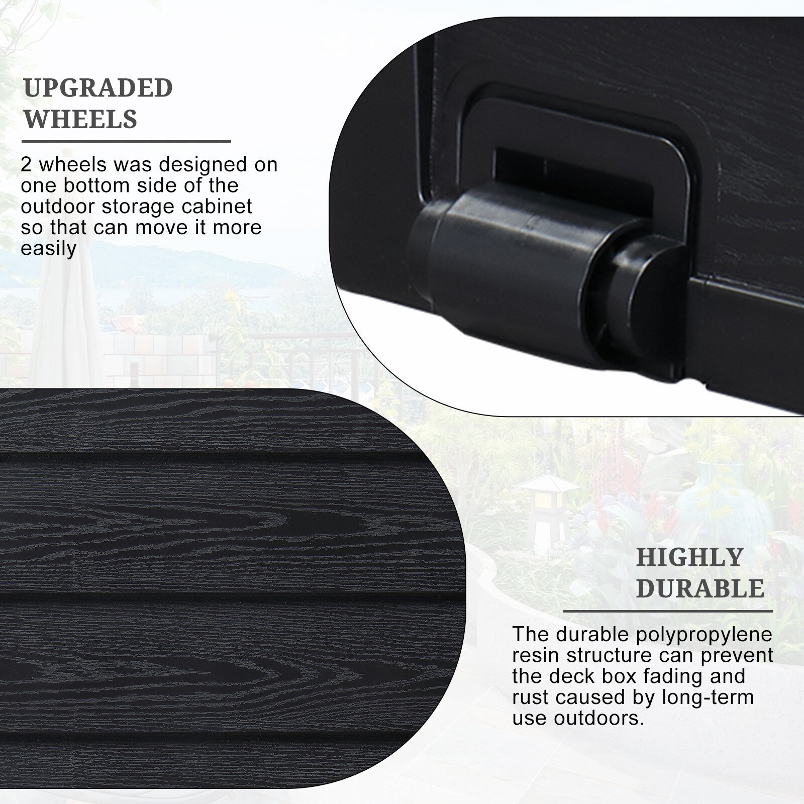 75 Gallon Outdoor Patio Storage Deck Box Garden Bench Weatherproof Resin Black