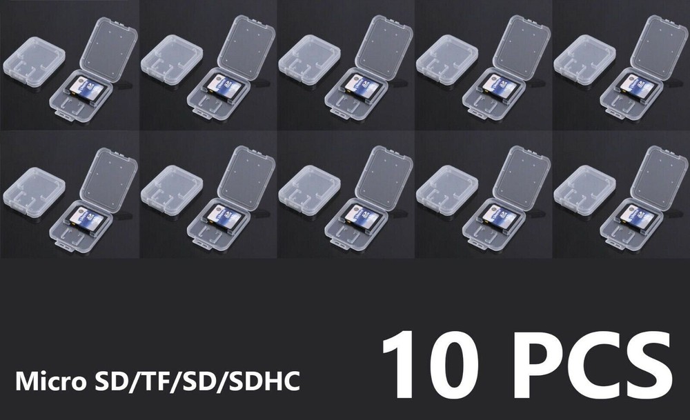 10Pcs Micro SD SDHC Memory Card Case Holder Box Storage Hard Plastic Transparent