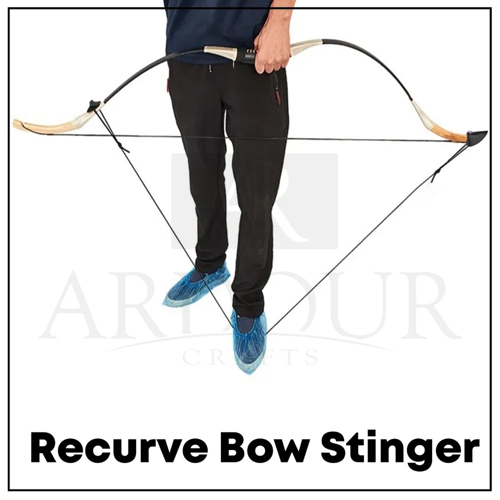 Leather Bow Stringer Cowhide Leather Black Archery Bowstring Tool Rope Stringers