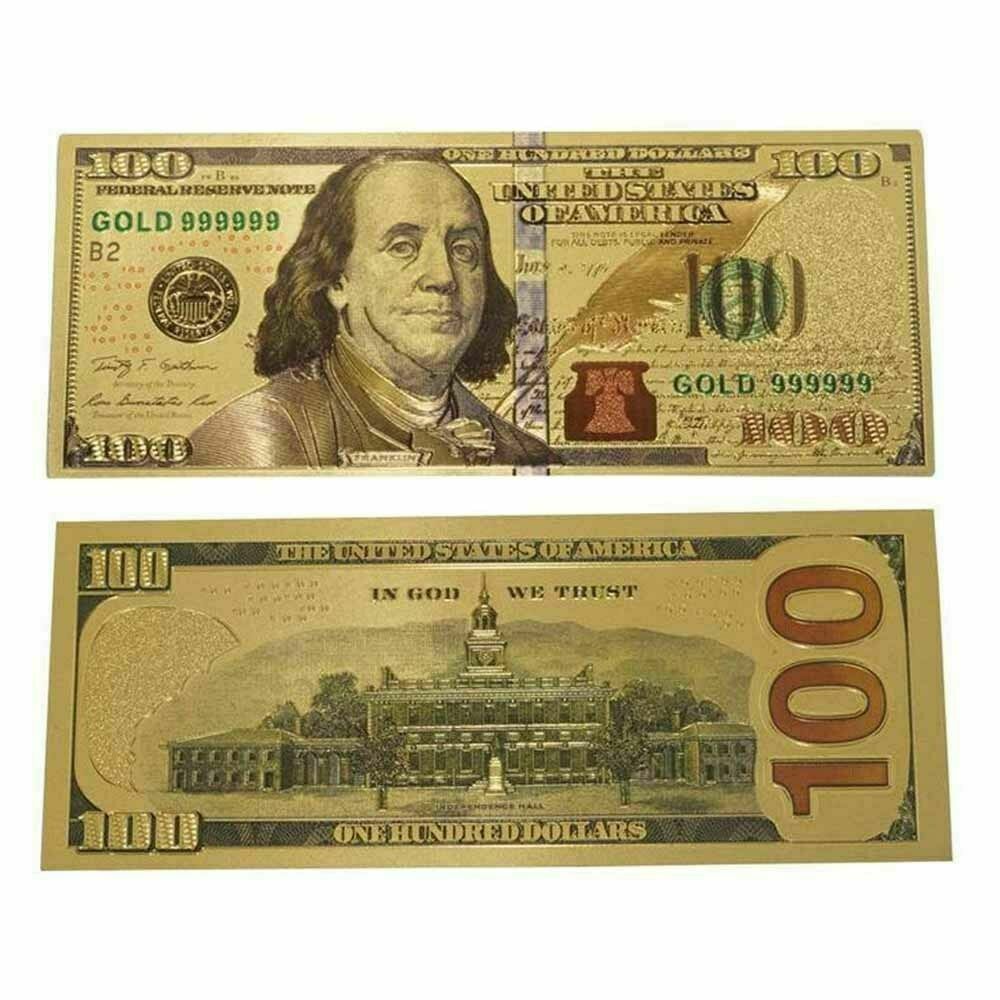 24K Gold Plated Foil $100 Dollar Bill Collectible Novelty Note