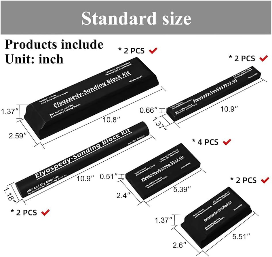 12Pcs Sanding Block Kit Flexible EVA Foam Wet or Dry for Automotive or Woodwork