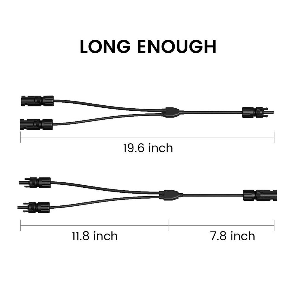Solar Parallel Charging Cable 1-to-2 Y Branch Parallel Wire Plug Tool Kit for...