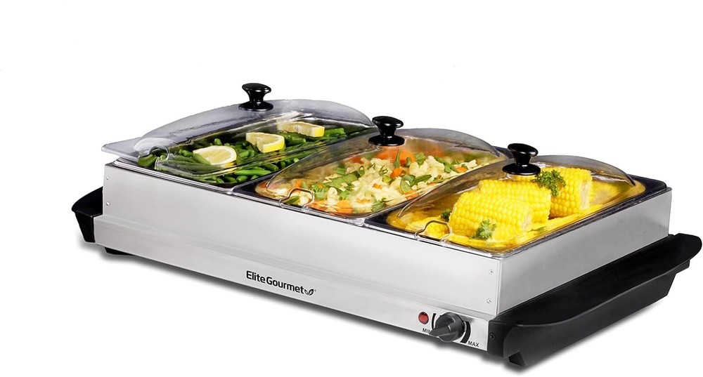 Electric Buffet Server, 3 Trays, Stainless*